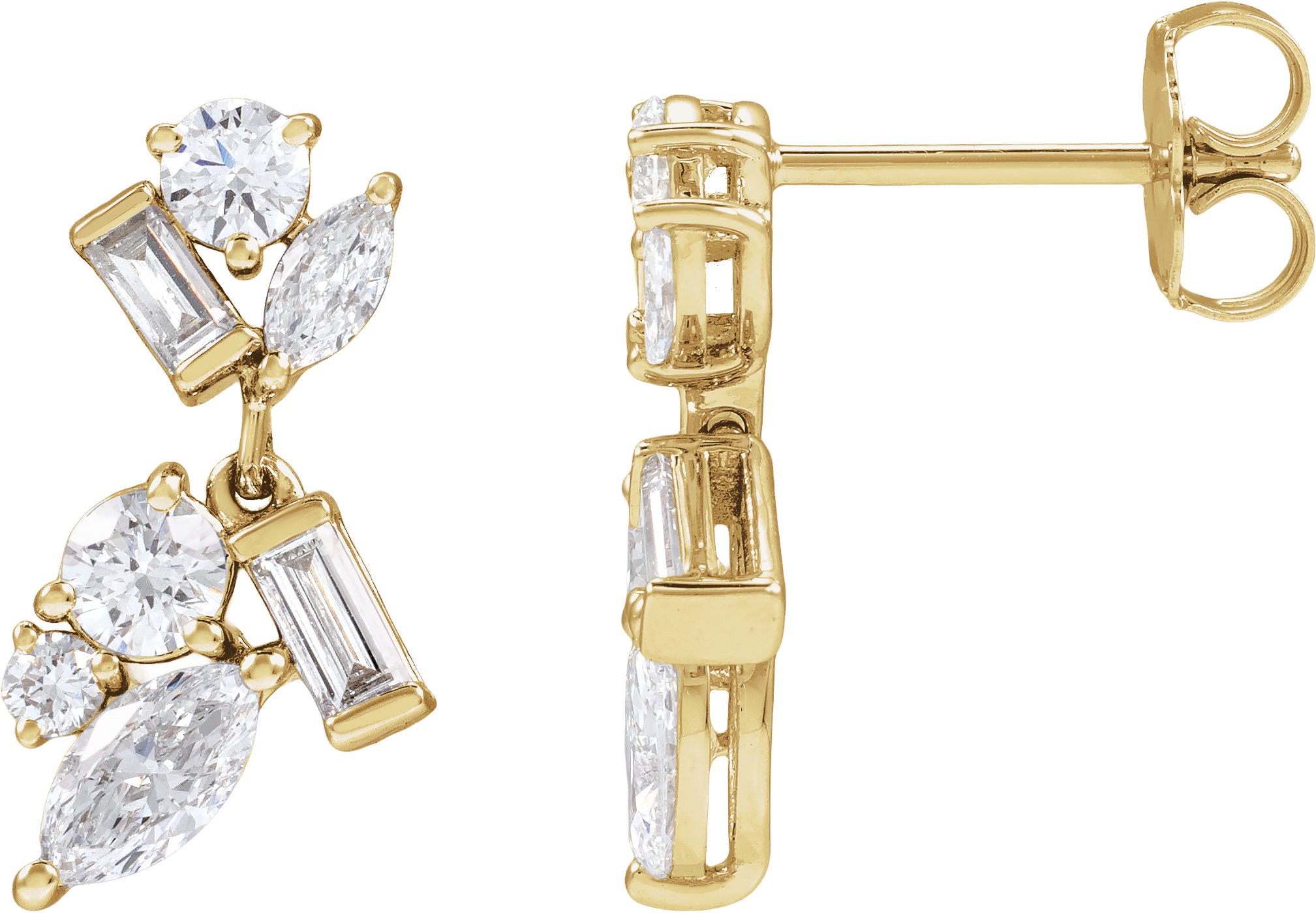 Multi-Shape Cluster Dangle Earrings