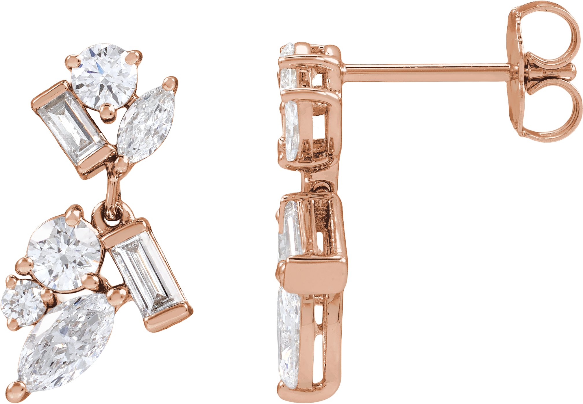 Multi-Shape Cluster Dangle Earrings