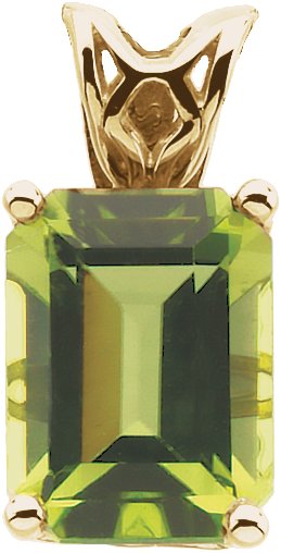 14K Yellow Natural Peridot Scroll Setting® Pendant