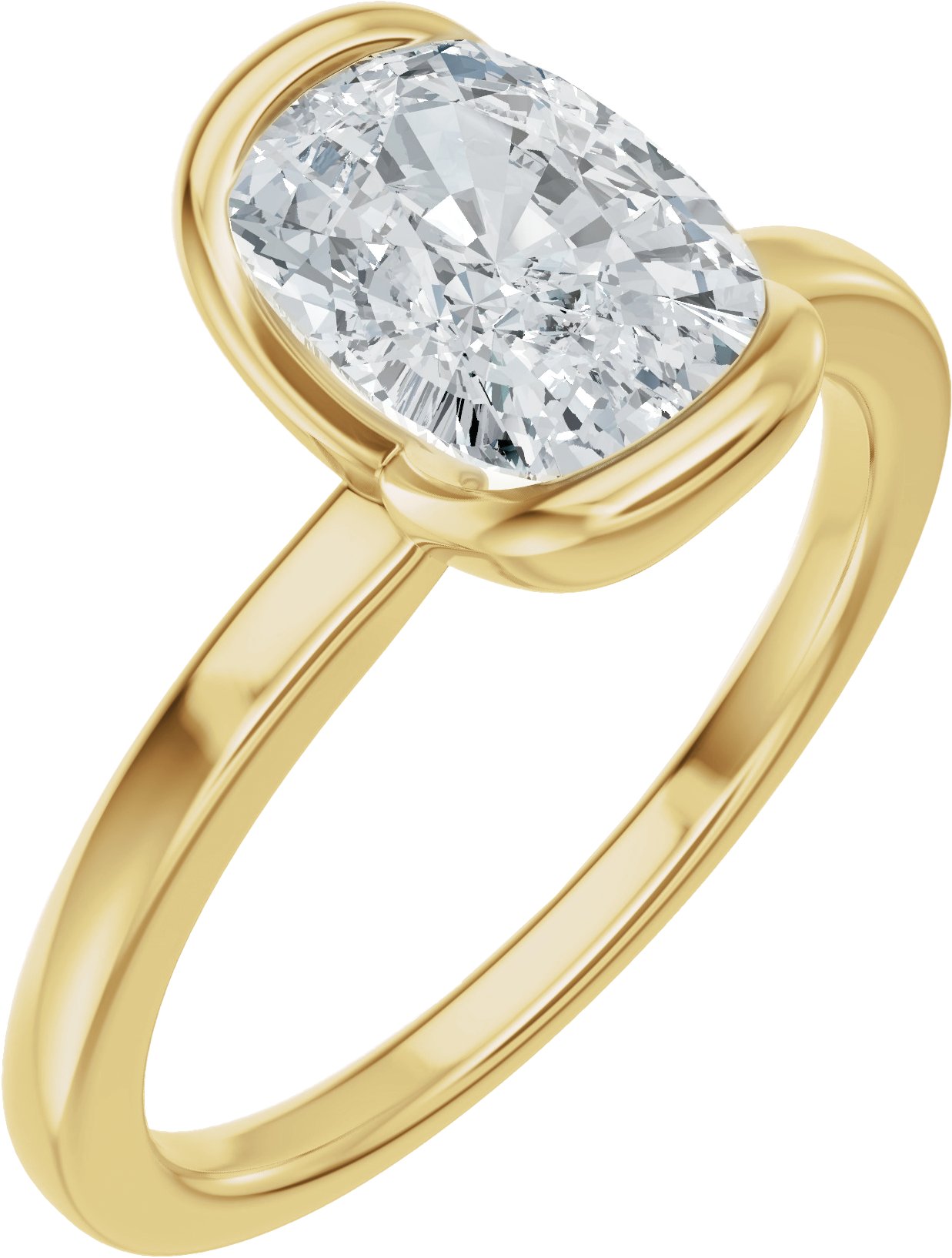 Half Bezel Solitaire Engagement Ring or Band