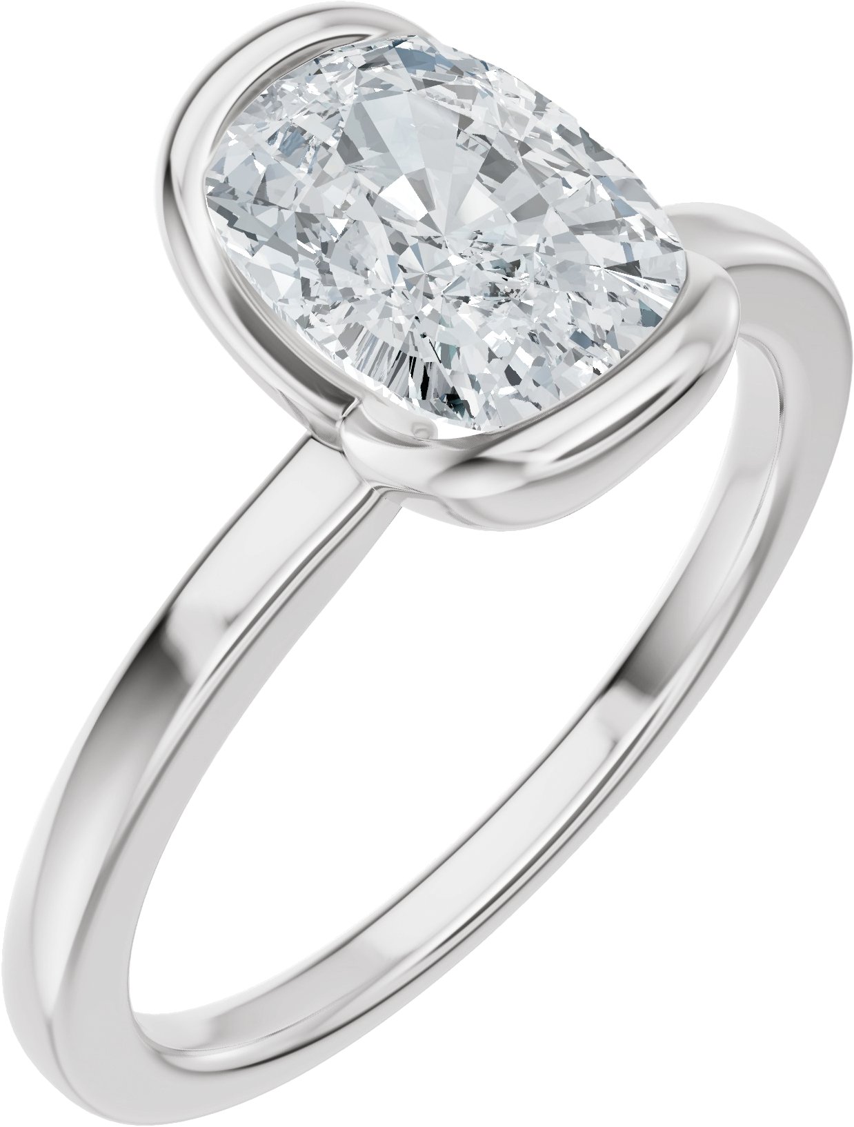 Half Bezel Solitaire Engagement Ring or Band