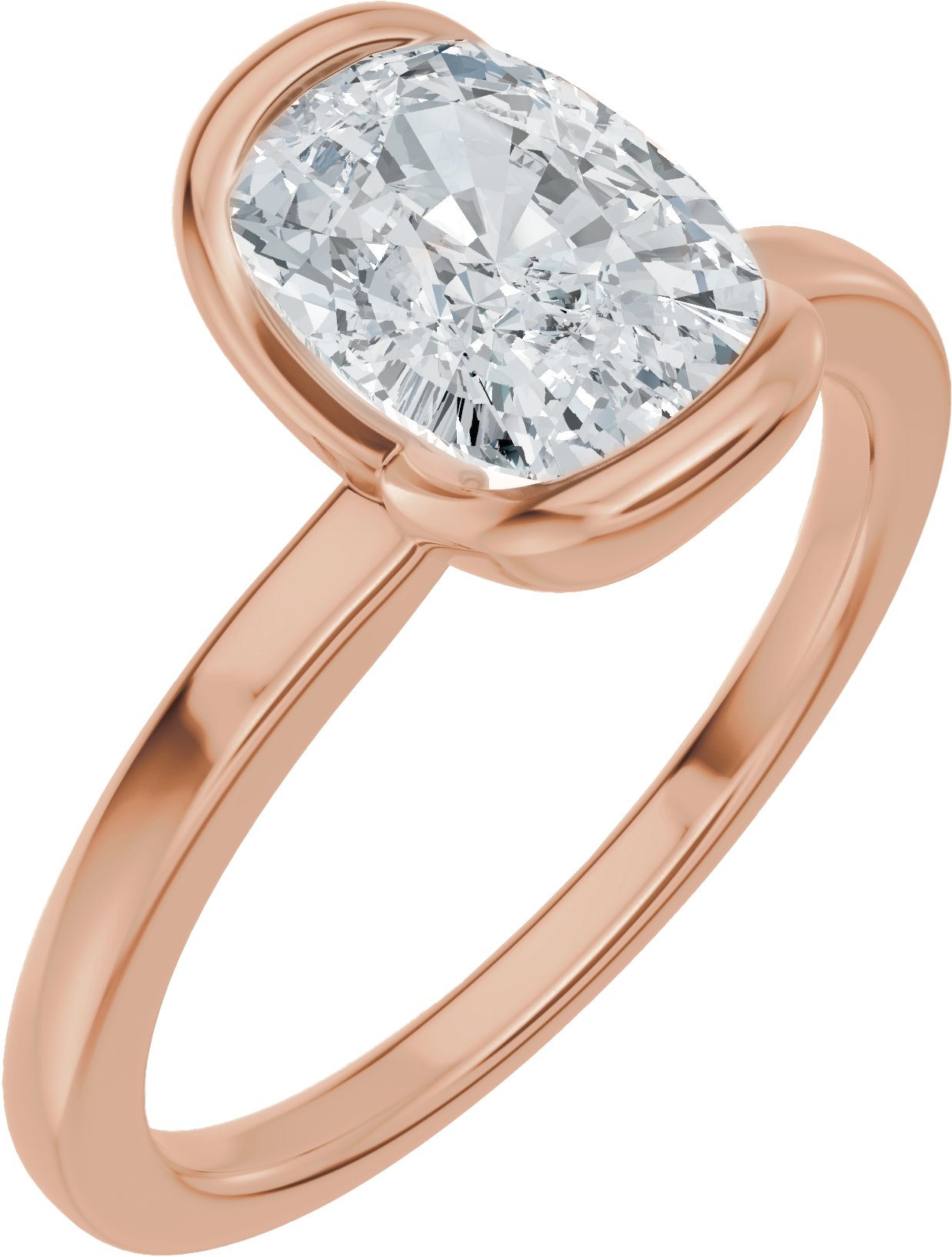 Half Bezel Solitaire Engagement Ring or Band