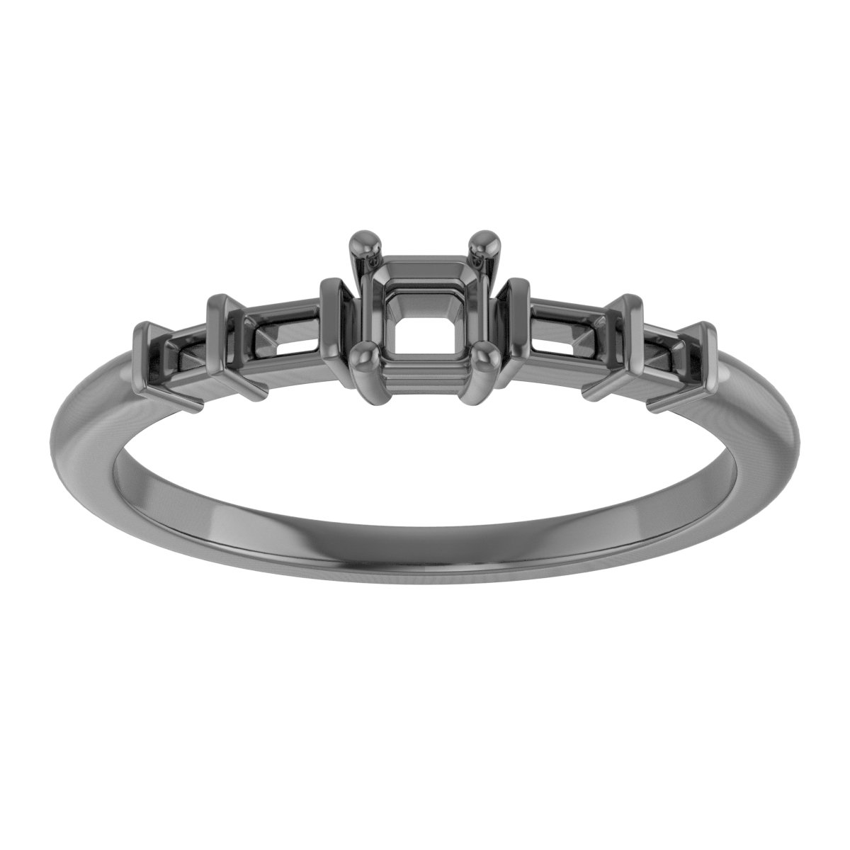 6x3 mm Straight Baguette Ring Mounting view 3