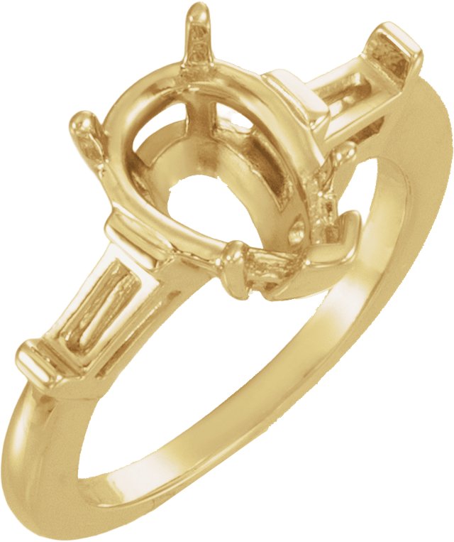 V-End Baguette Accented Engagement Ring