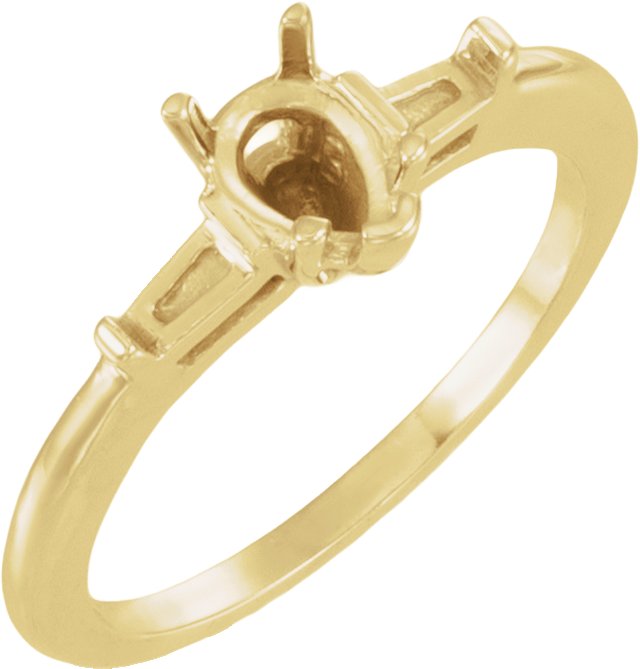 V-End Baguette Accented Engagement Ring