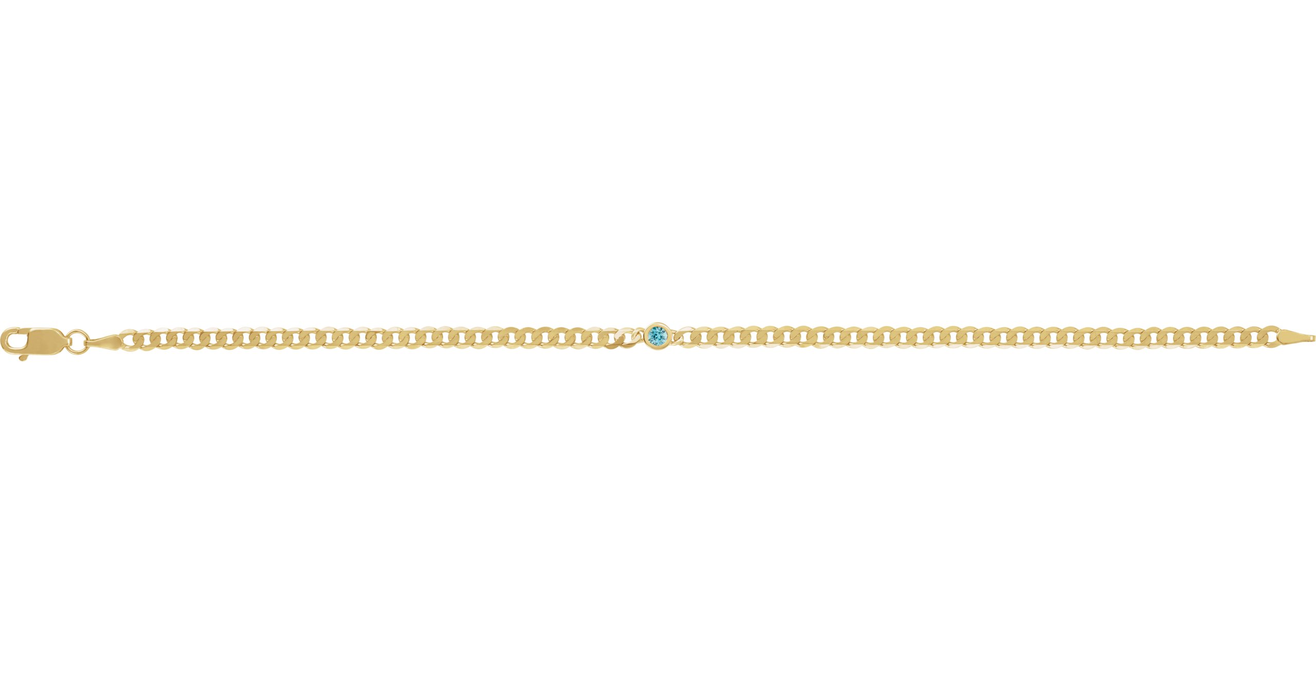 14K Yellow Gold Natural Blue Zircon Link 7