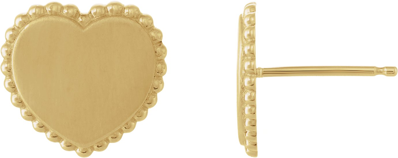 Engravable Beaded Heart Earrings