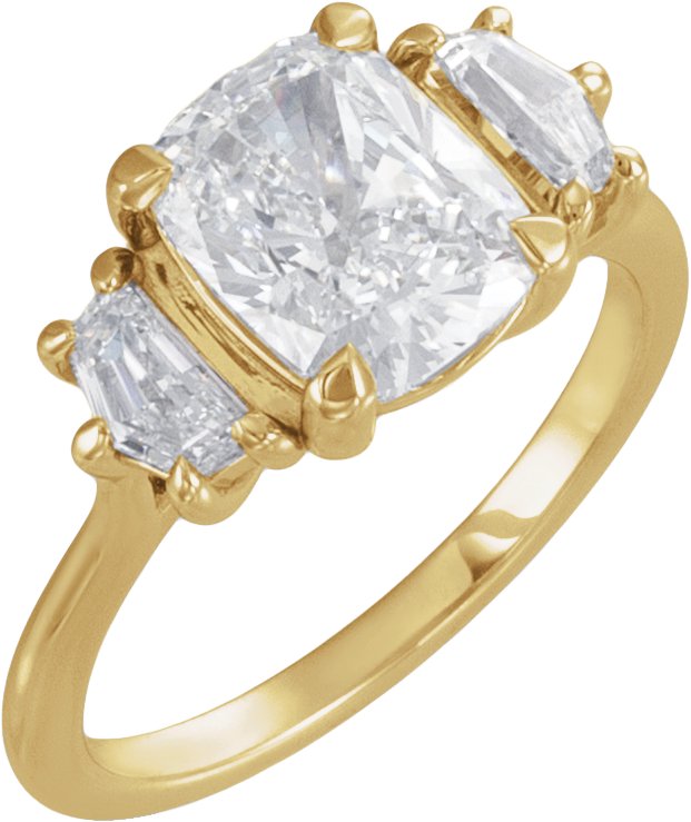 Claw-Prong Three-Stone Engagement Ring or Band