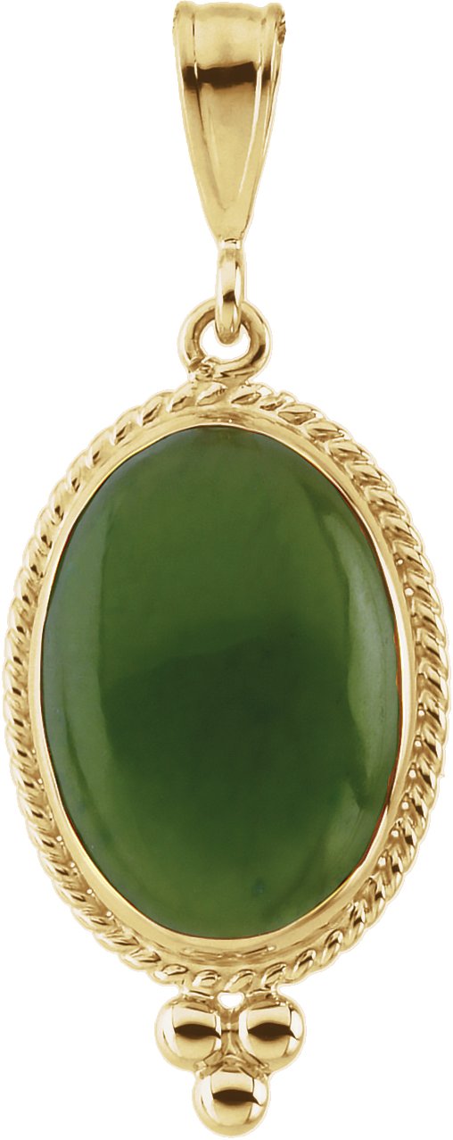 Genuine Jade Cabochon Pendant 14 x 10mm Ref 647799