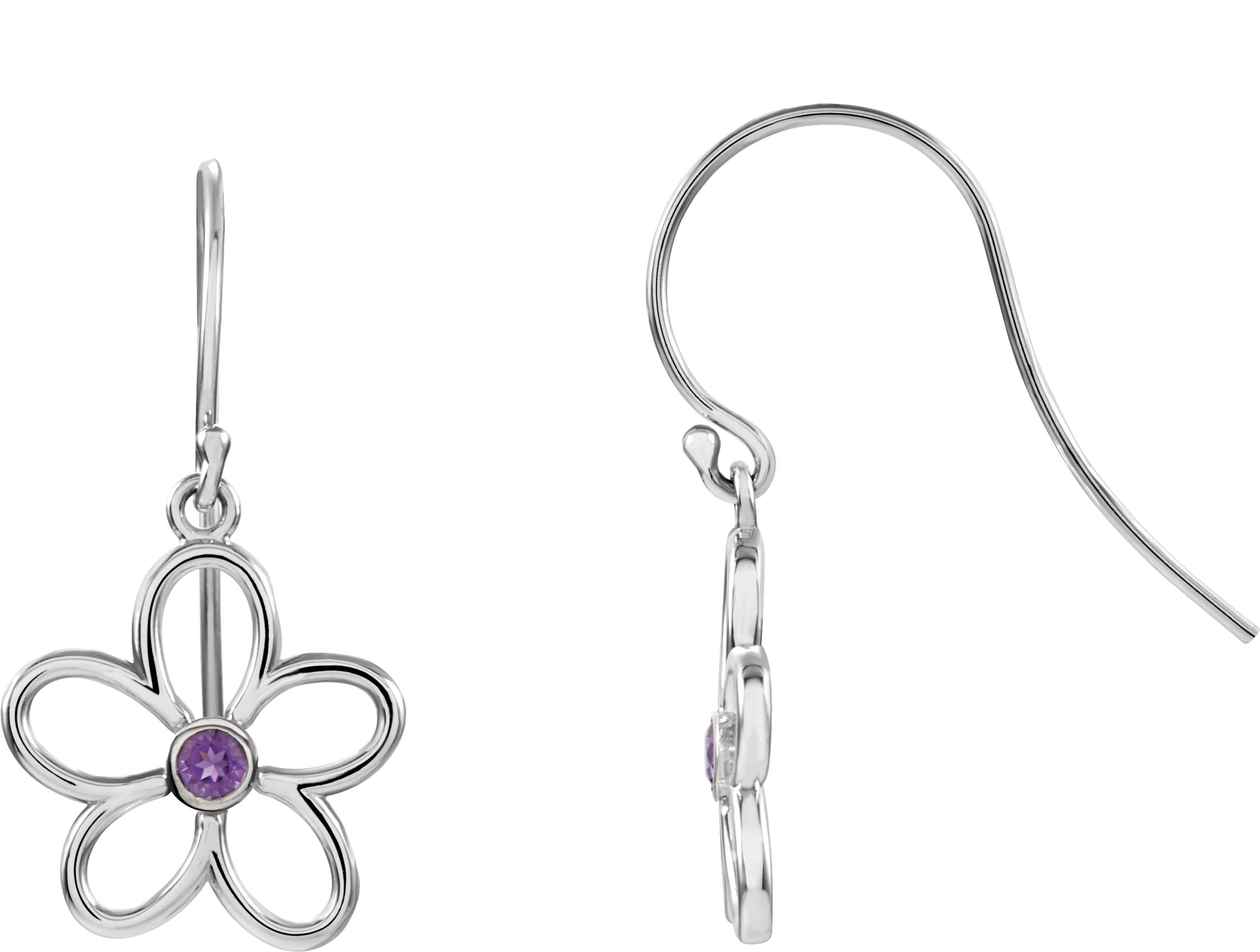 Sterling Silver Amethyst Flower Earrings Ref 4353959