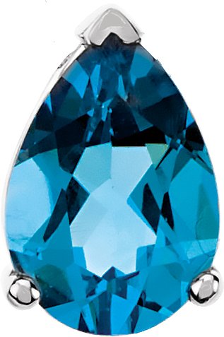 14K White Natural Swiss Blue Topaz Slide Pendant