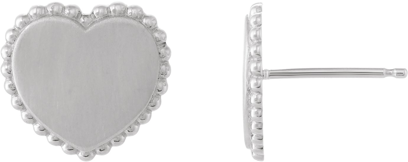 Engravable Beaded Heart Earrings