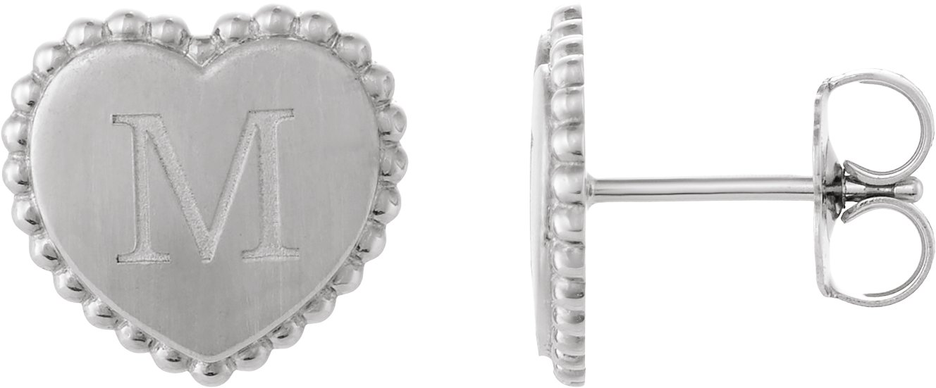 Engravable Beaded Heart Earrings