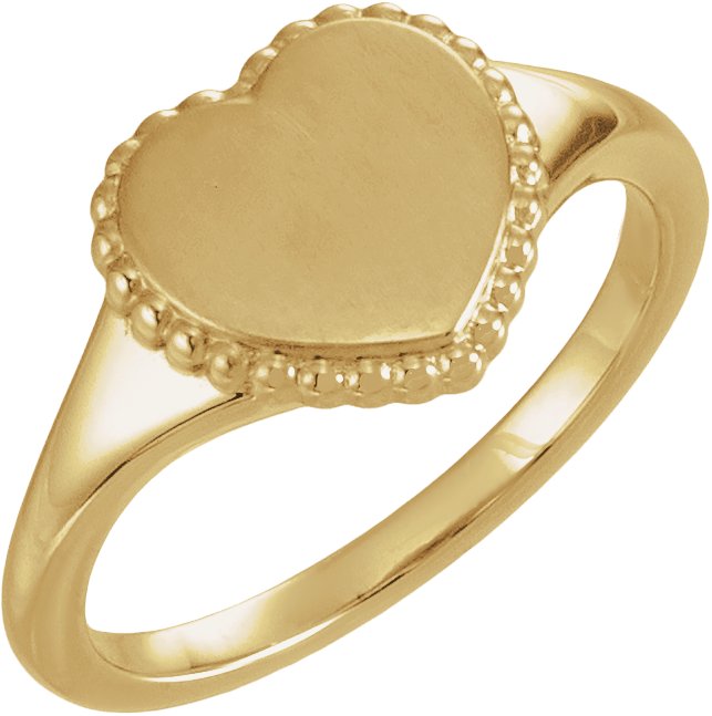 Engravable Beaded Heart Ring