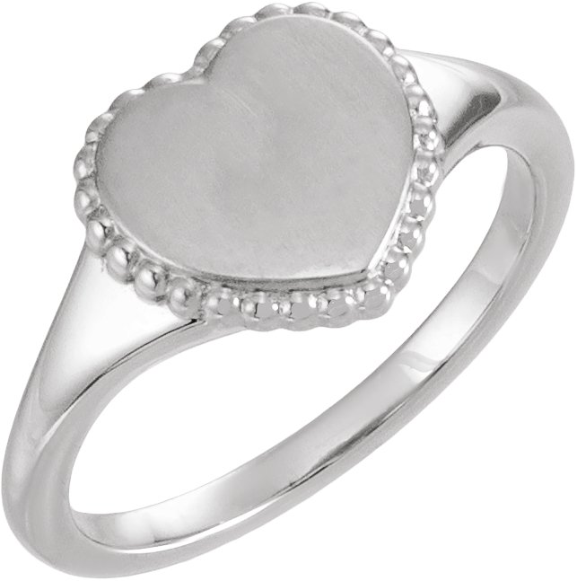 Engravable Beaded Heart Ring