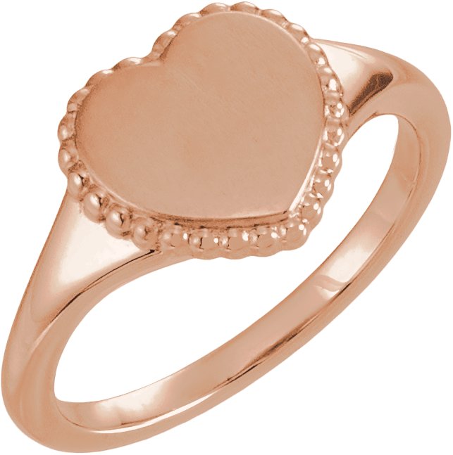 Engravable Beaded Heart Ring