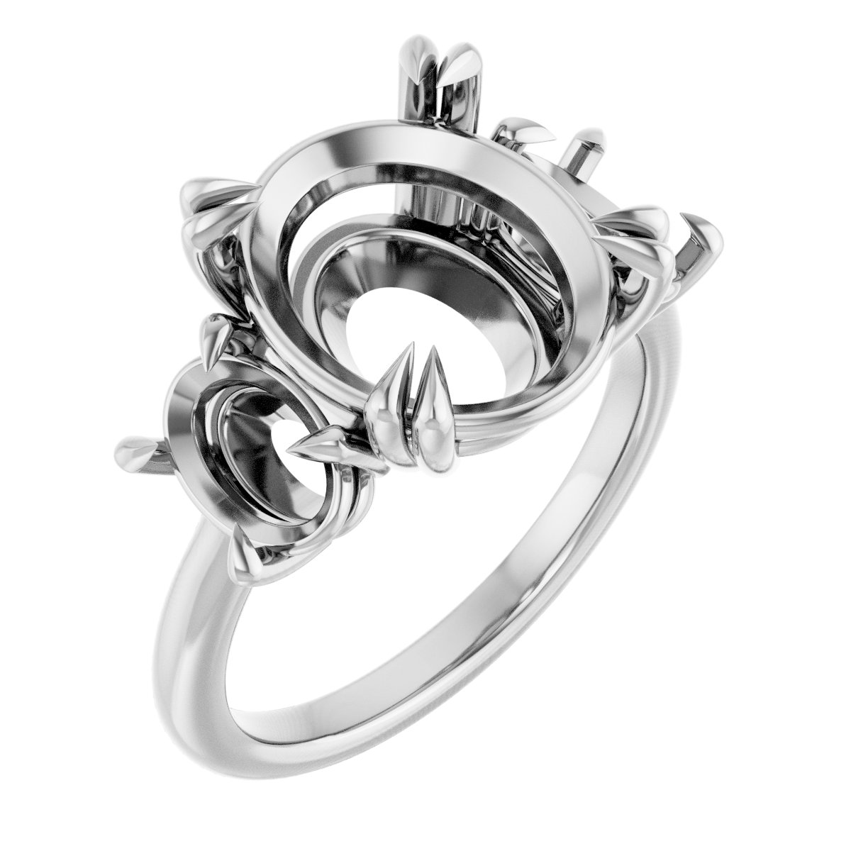 Double Claw-Prong Three-Stone Engagement Ring