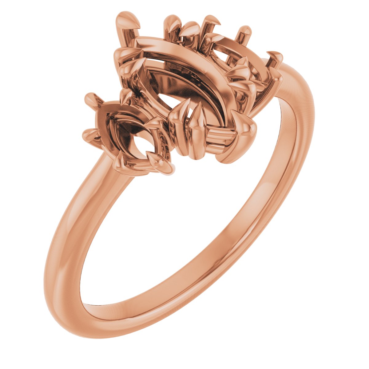 Double Claw-Prong Three-Stone Engagement Ring