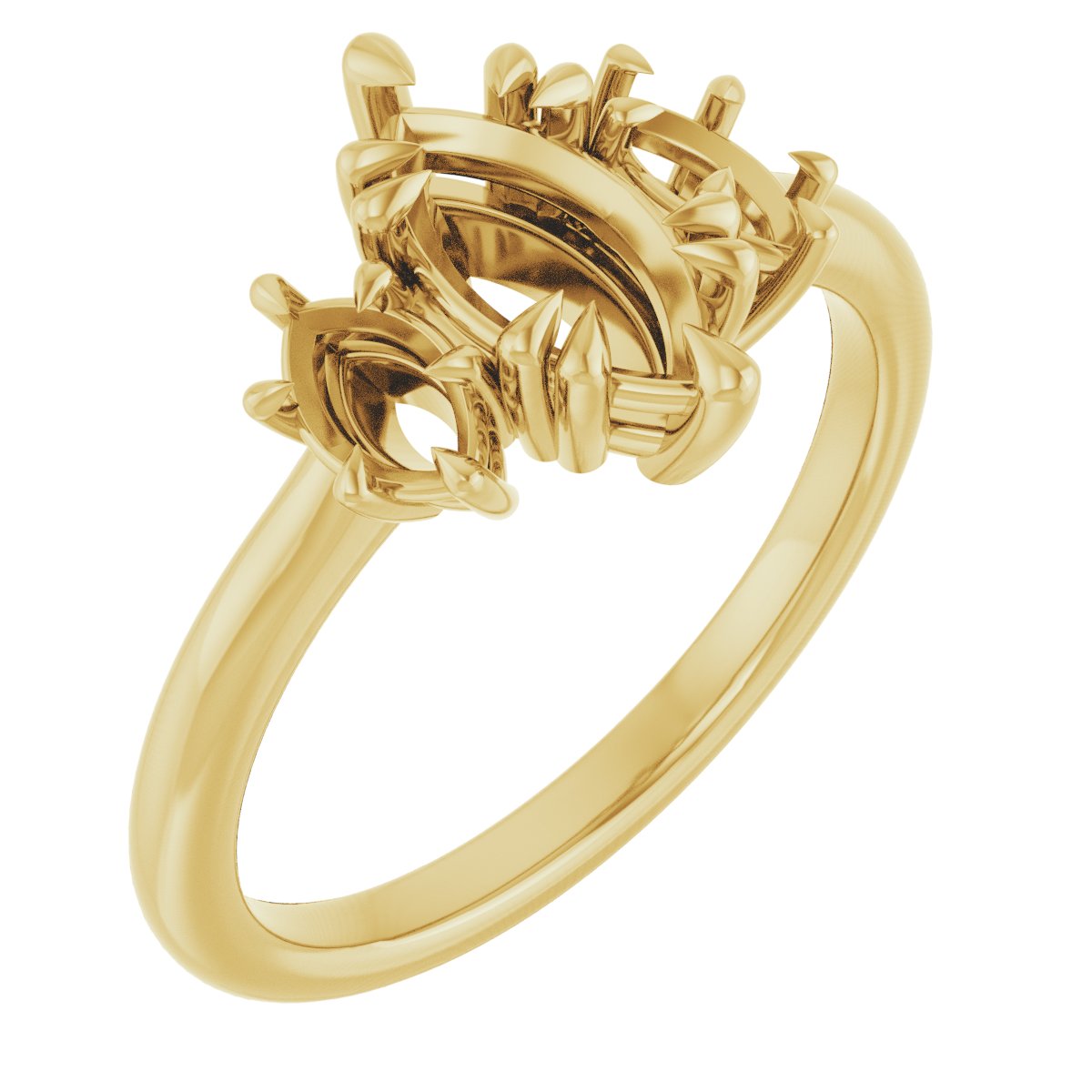 Double Claw-Prong Three-Stone Engagement Ring