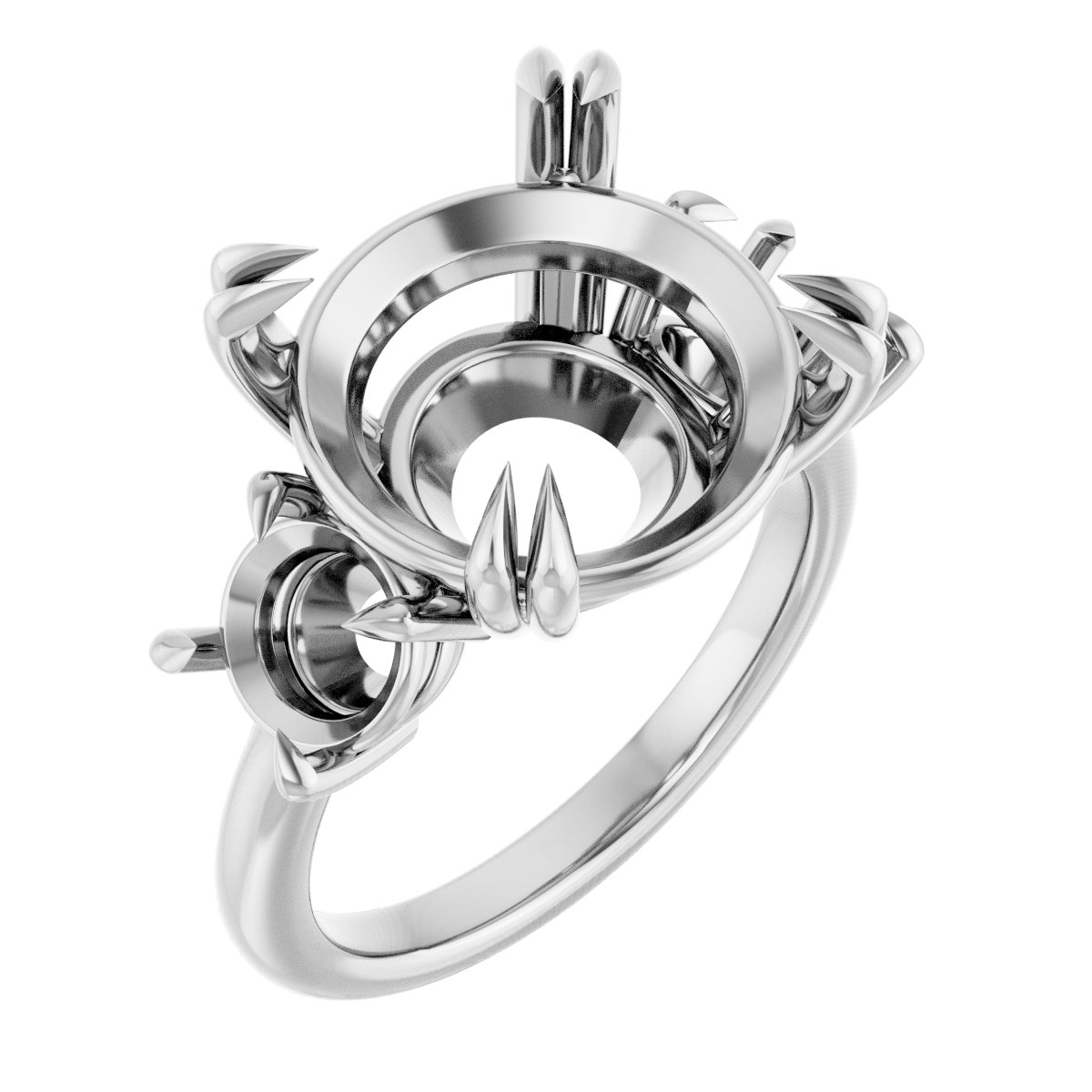Double Claw-Prong Three-Stone Engagement Ring