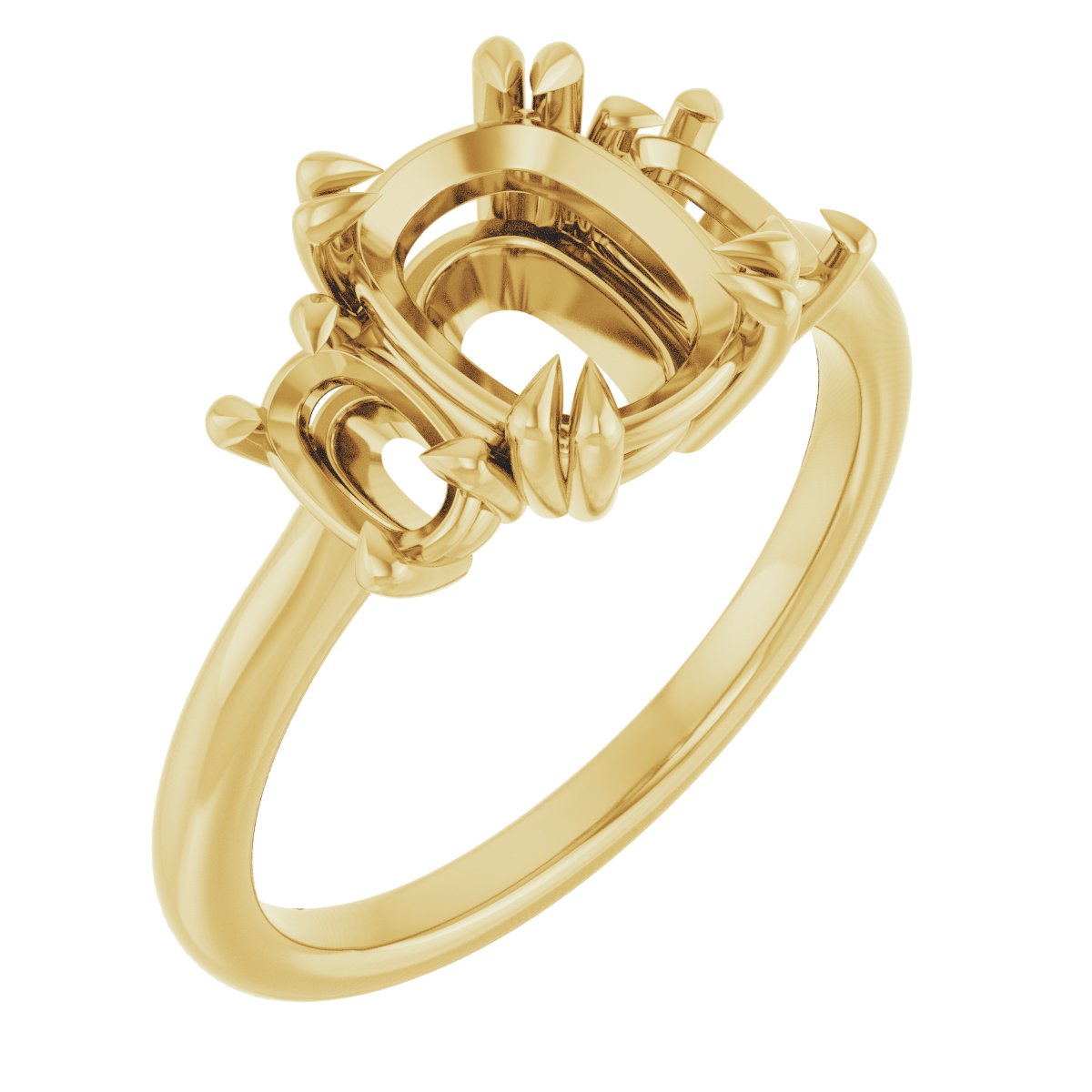 Double Claw-Prong Three-Stone Engagement Ring