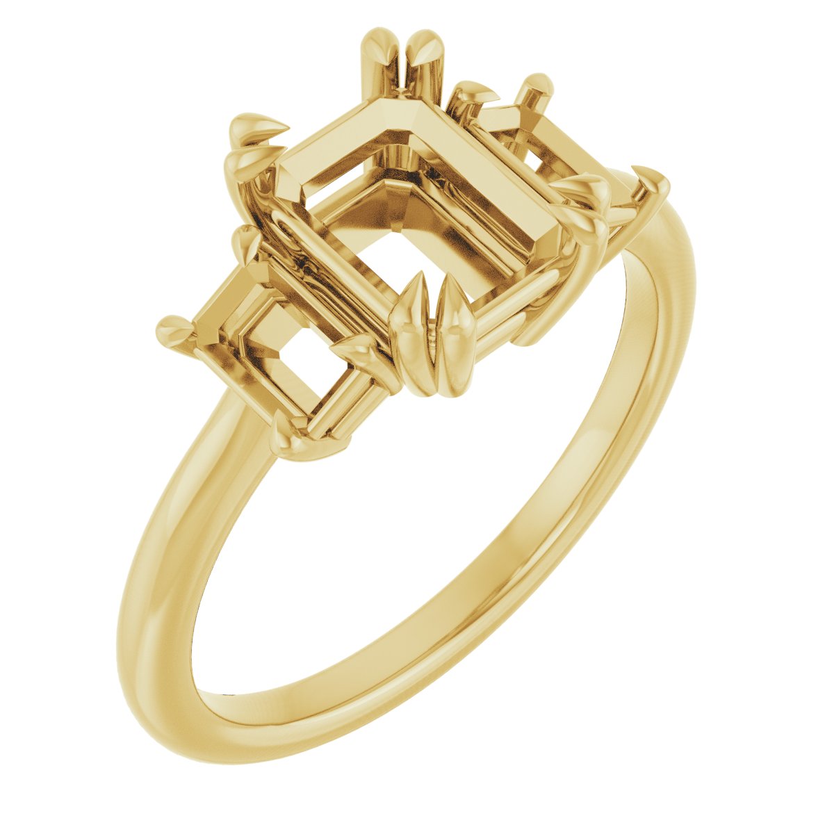 Double Claw-Prong Three-Stone Engagement Ring