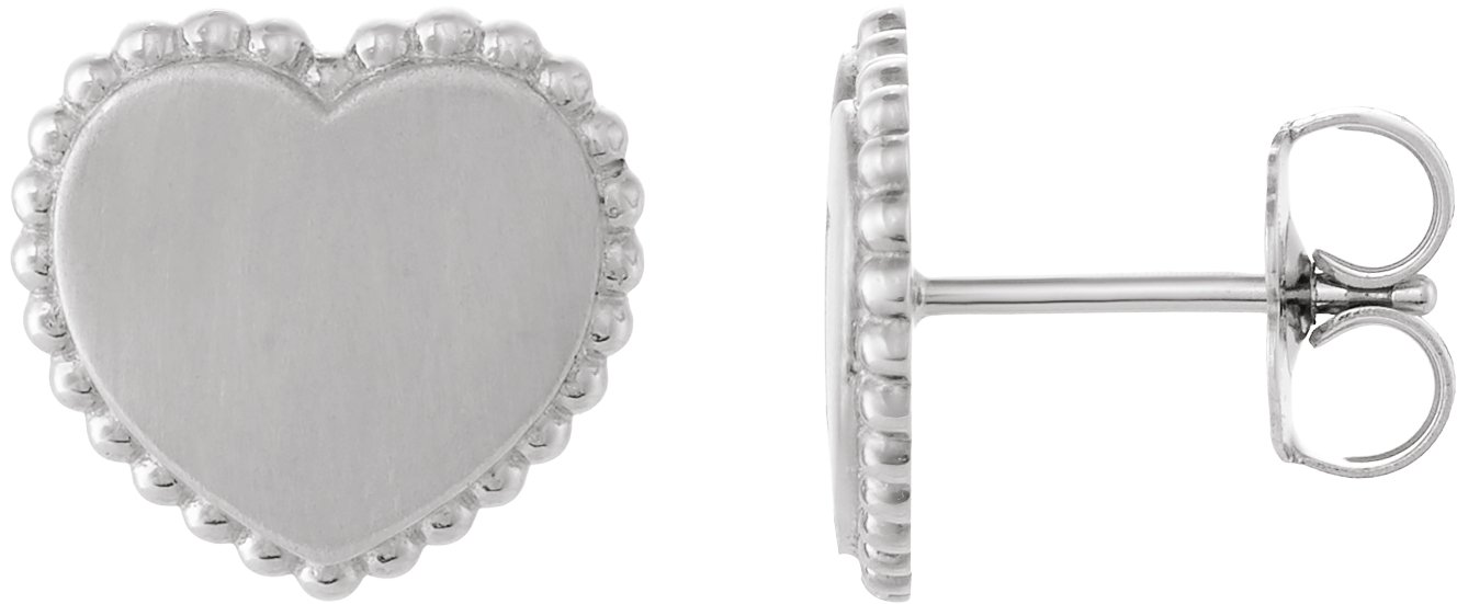 Engravable Beaded Heart Earrings