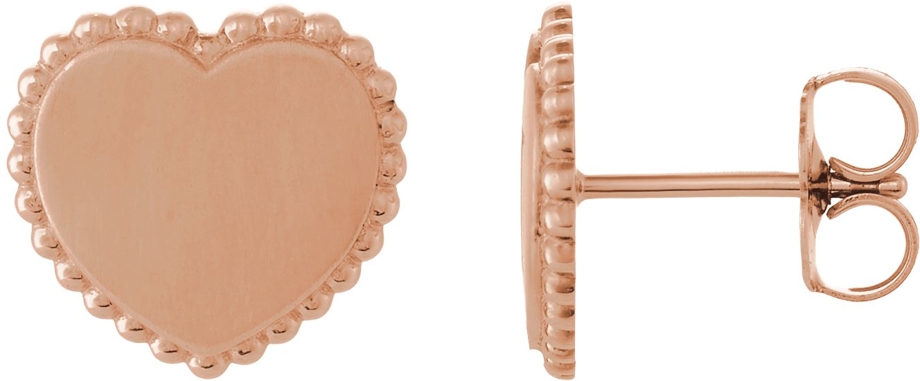 Engravable Beaded Heart Earrings