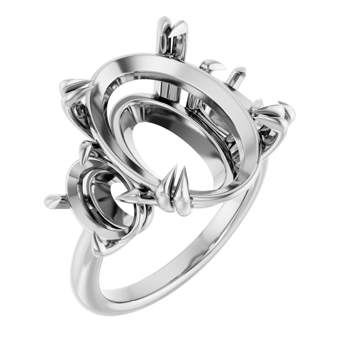 Double Claw-Prong Three-Stone Engagement Ring