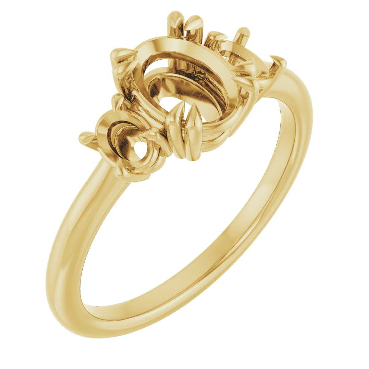 Double Claw-Prong Three-Stone Engagement Ring