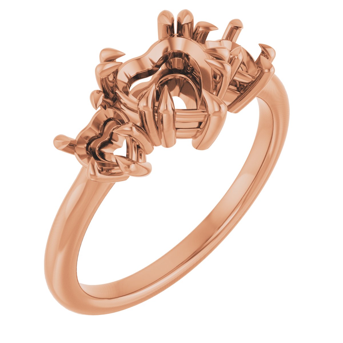 Double Claw-Prong Three-Stone Engagement Ring
