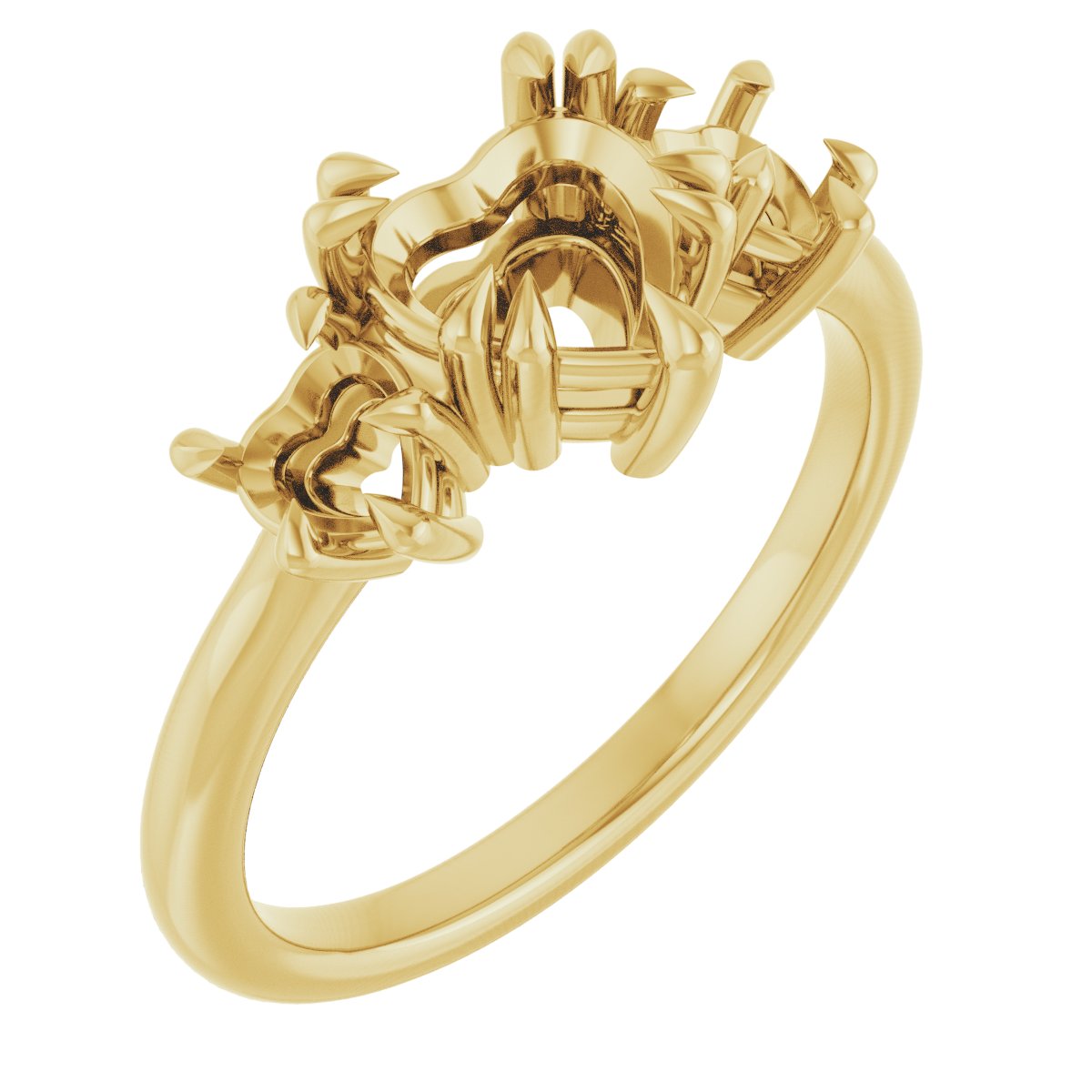 Double Claw-Prong Three-Stone Engagement Ring