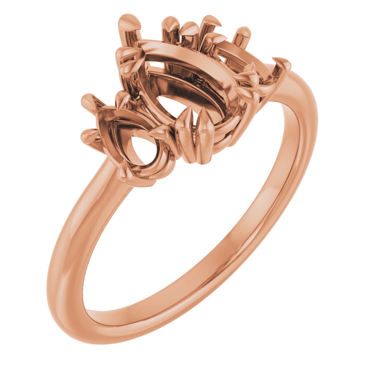 Double Claw-Prong Three-Stone Engagement Ring