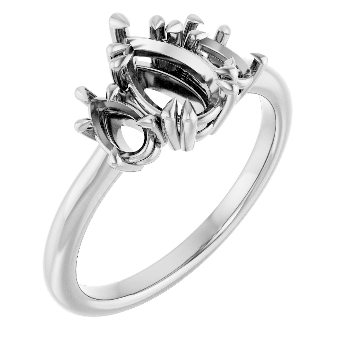 Double Claw-Prong Three-Stone Engagement Ring