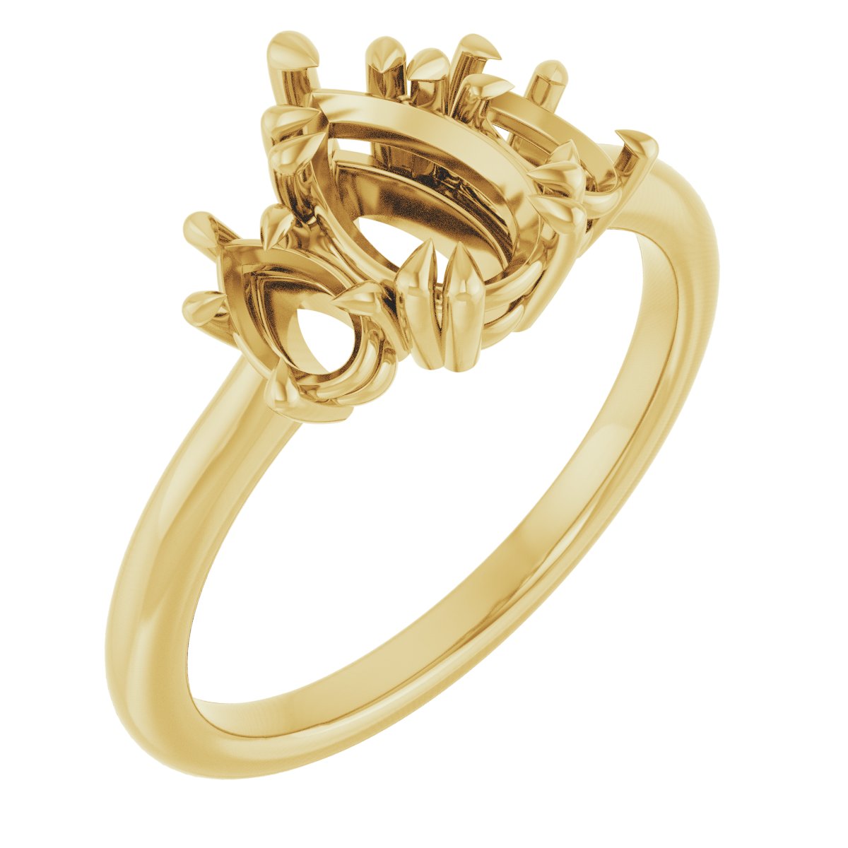 Double Claw-Prong Three-Stone Engagement Ring
