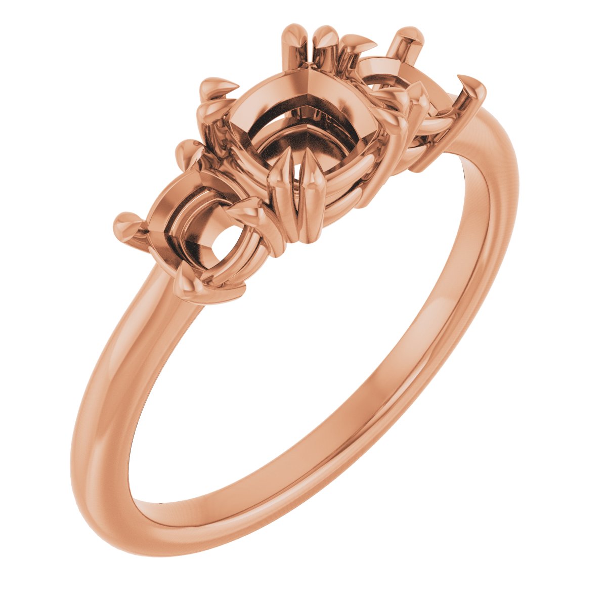 Double Claw-Prong Three-Stone Engagement Ring