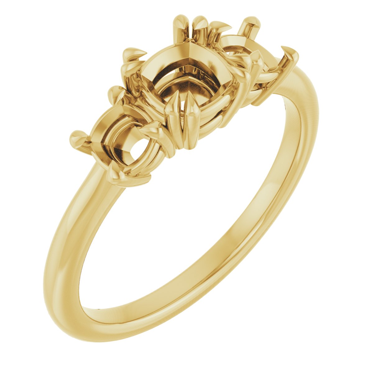 Double Claw-Prong Three-Stone Engagement Ring