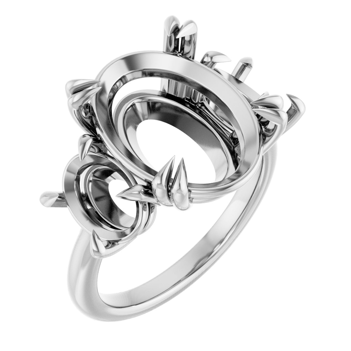 Double Claw-Prong Three-Stone Engagement Ring
