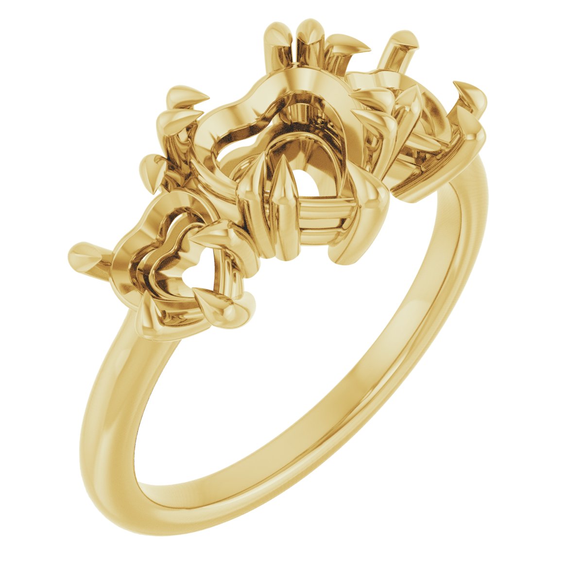 Double Claw-Prong Three-Stone Engagement Ring
