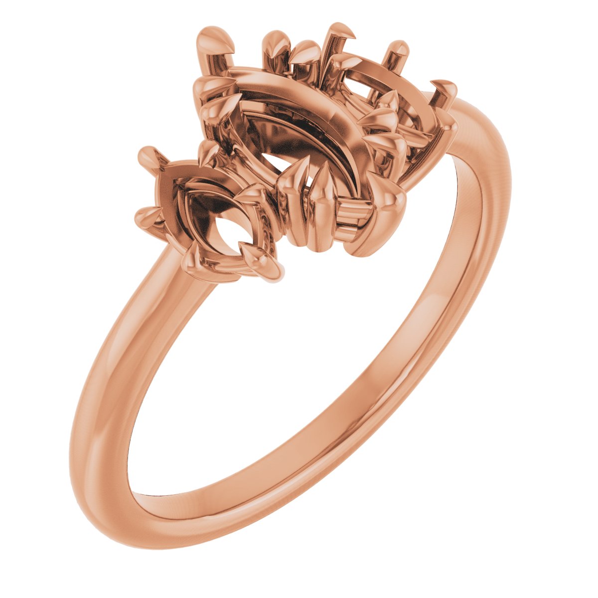 Double Claw-Prong Three-Stone Engagement Ring