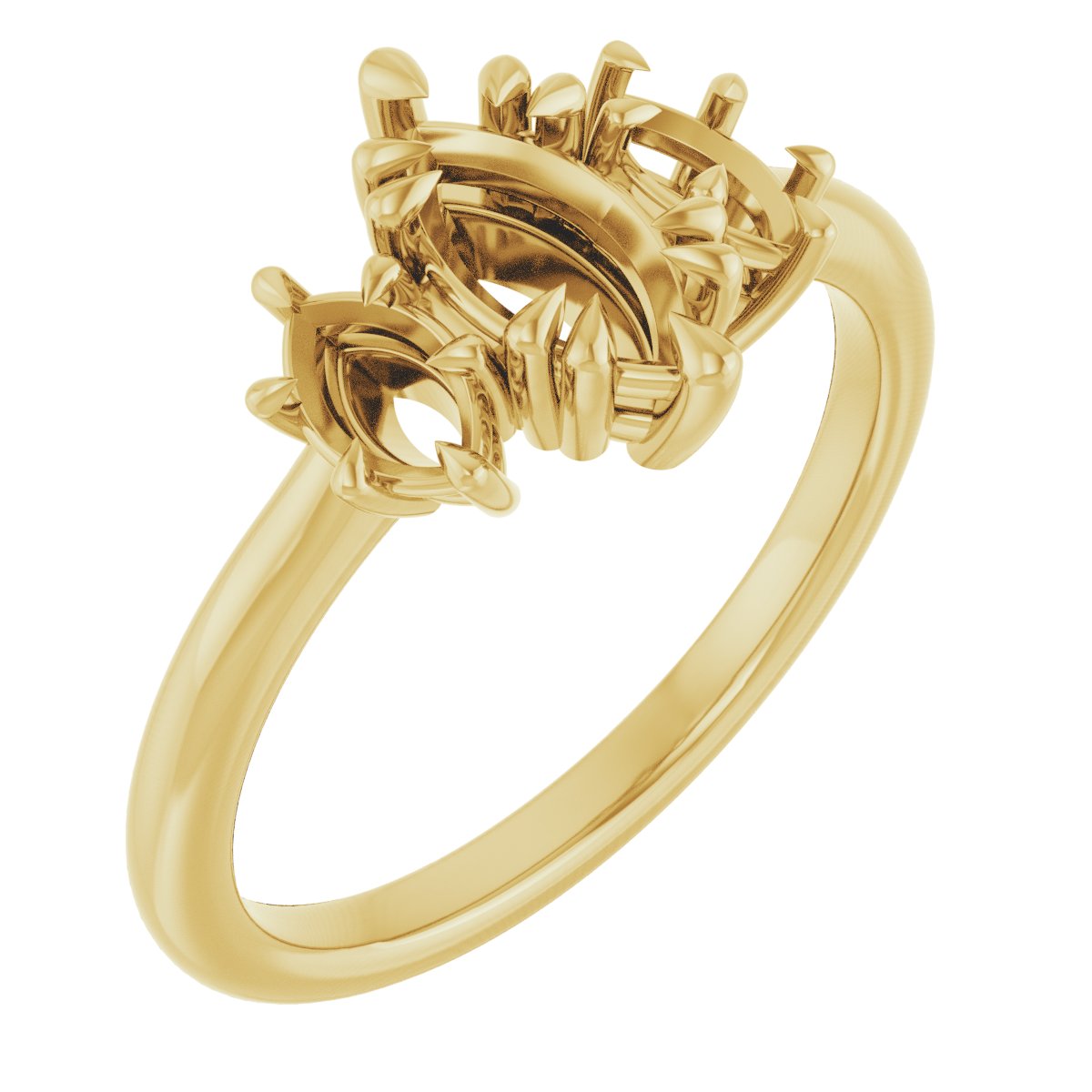 Double Claw-Prong Three-Stone Engagement Ring