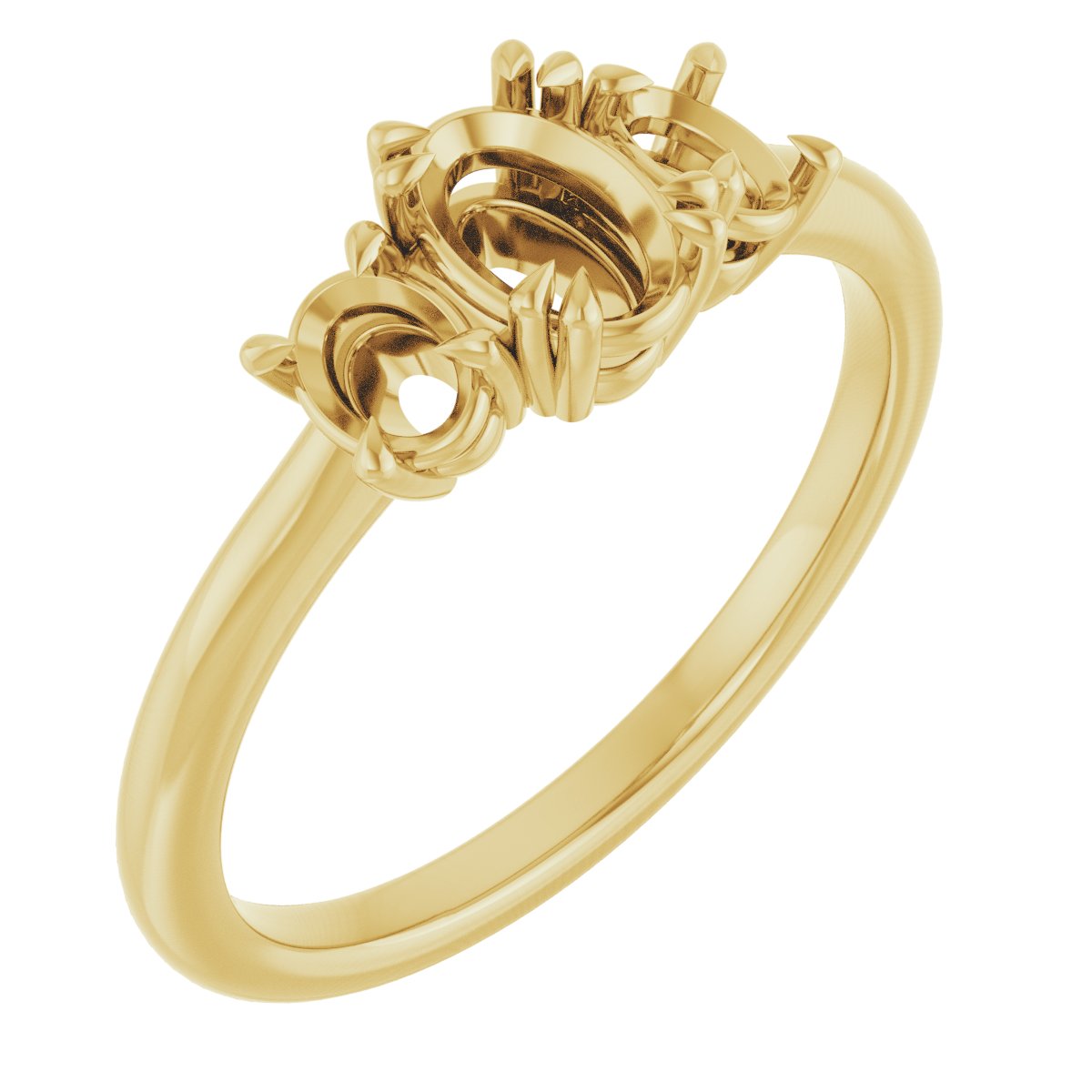 Double Claw-Prong Three-Stone Engagement Ring