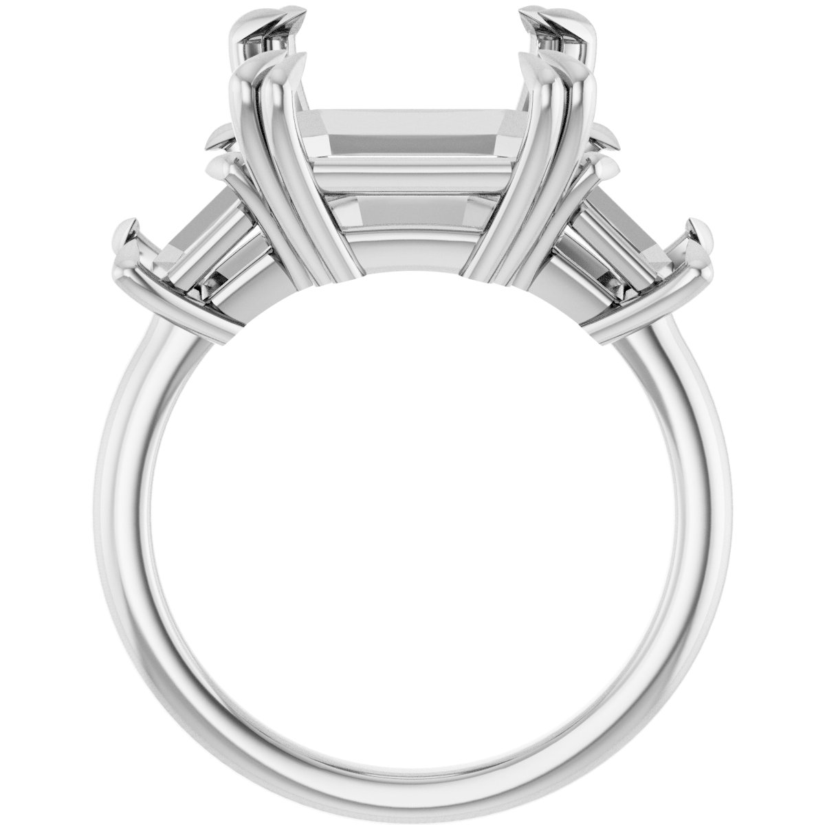 14K White Gold 13x11 mm Emerald Engagement Ring Mounting