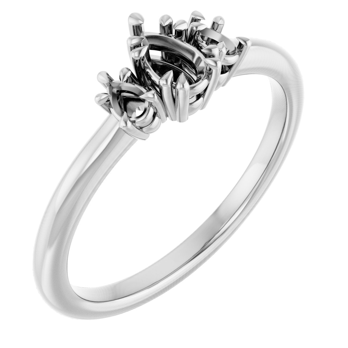 Double Claw-Prong Three-Stone Engagement Ring
