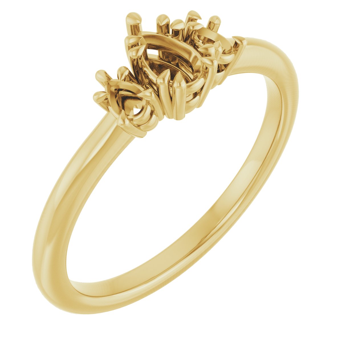 Double Claw-Prong Three-Stone Engagement Ring