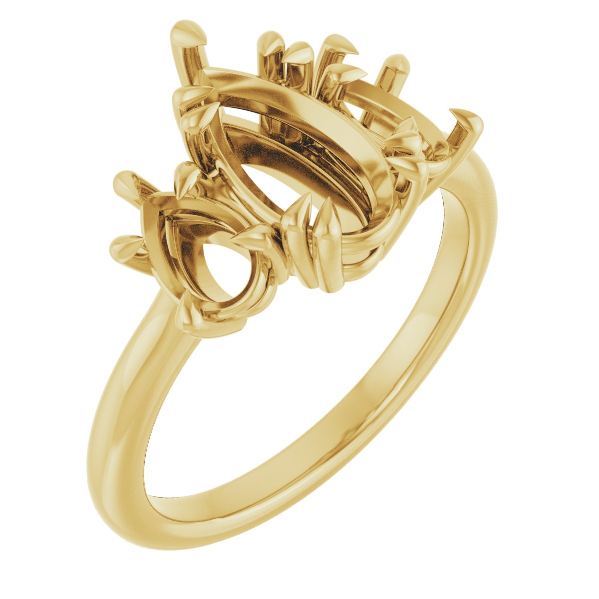 Double Claw-Prong Three-Stone Engagement Ring