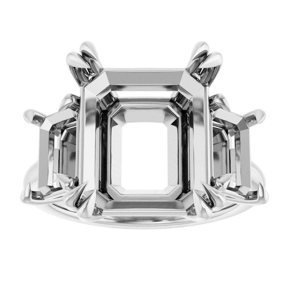 14K White Gold 13x11 mm Emerald Engagement Ring Mounting