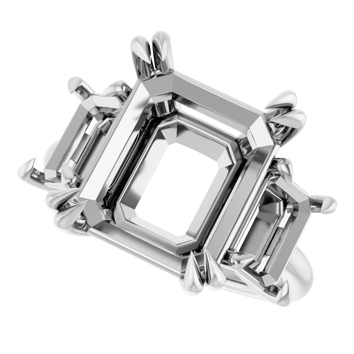 14K White Gold 13x11 mm Emerald Engagement Ring Mounting