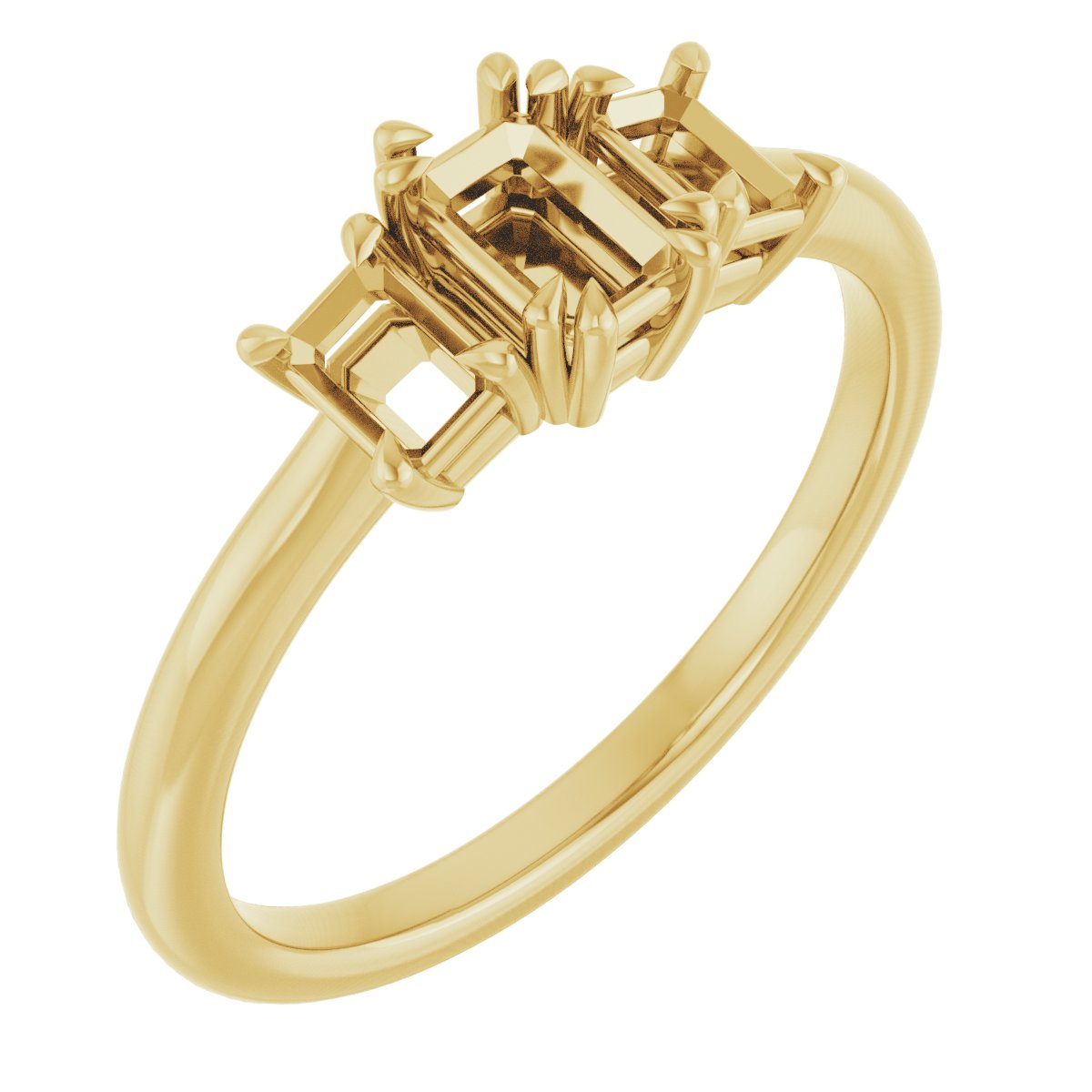 Double Claw-Prong Three-Stone Engagement Ring