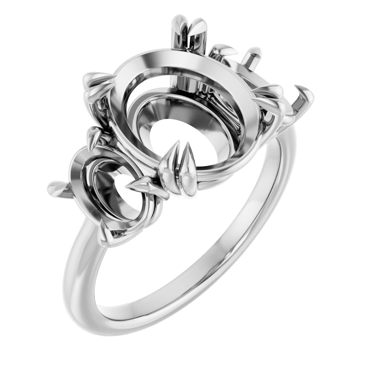 Double Claw-Prong Three-Stone Engagement Ring